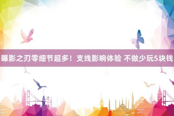 曝影之刃零细节超多！支线影响体验 不做少玩5块钱