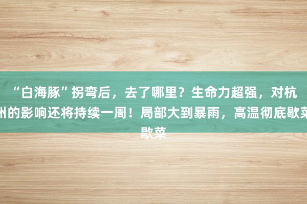 “白海豚”拐弯后，去了哪里？生命力超强，对杭州的影响还将持续一周！局部大到暴雨，高温彻底歇菜