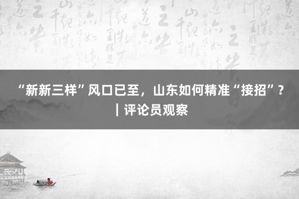 “新新三样”风口已至，山东如何精准“接招”？｜评论员观察