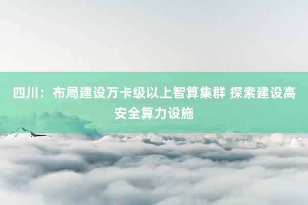 四川：布局建设万卡级以上智算集群 探索建设高安全算力设施