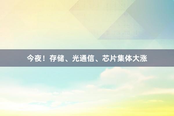 今夜！存储、光通信、芯片集体大涨
