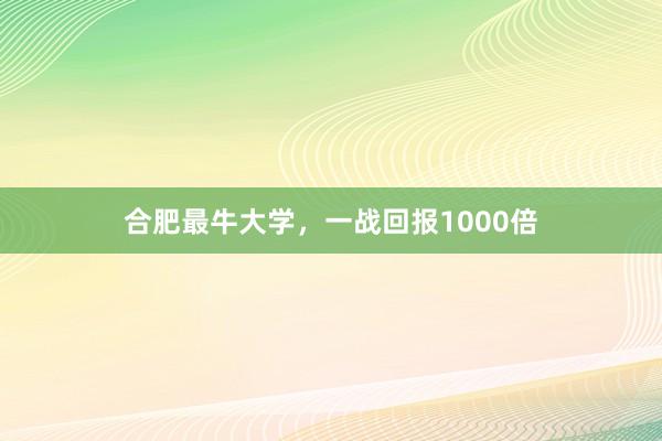 合肥最牛大学，一战回报1000倍