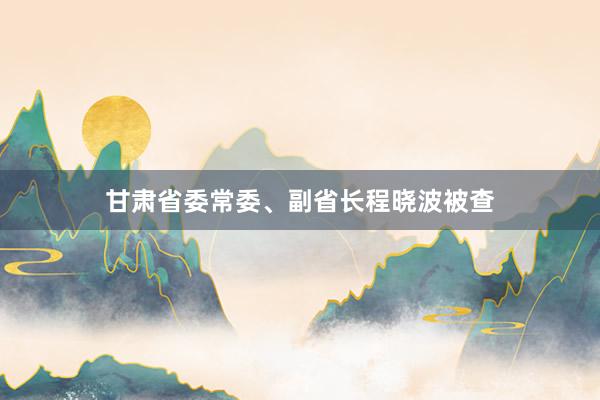甘肃省委常委、副省长程晓波被查