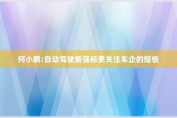 何小鹏:自动驾驶新强标更关注车企的短板