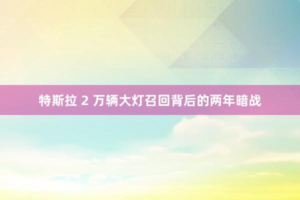 特斯拉 2 万辆大灯召回背后的两年暗战
