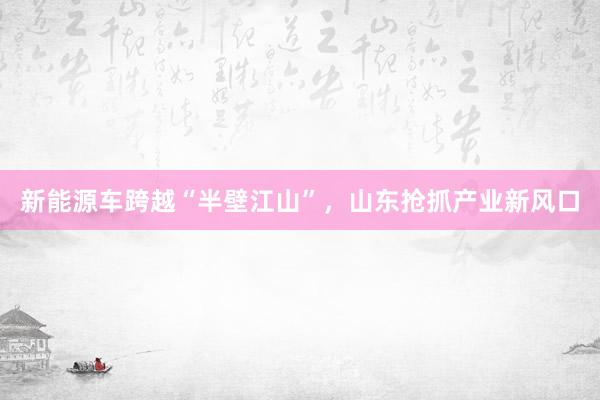 新能源车跨越“半壁江山”，山东抢抓产业新风口