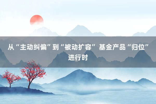 从“主动纠偏”到“被动扩容” 基金产品“归位”进行时