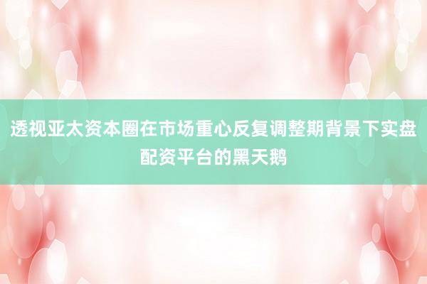 透视亚太资本圈在市场重心反复调整期背景下实盘配资平台的黑天鹅