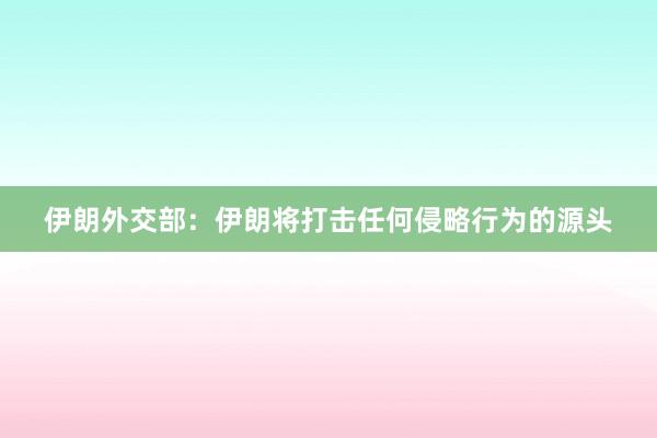 伊朗外交部：伊朗将打击任何侵略行为的源头