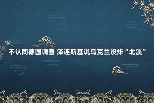 不认同德国调查 泽连斯基说乌克兰没炸“北溪”