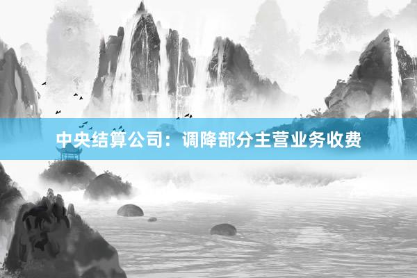 中央结算公司：调降部分主营业务收费