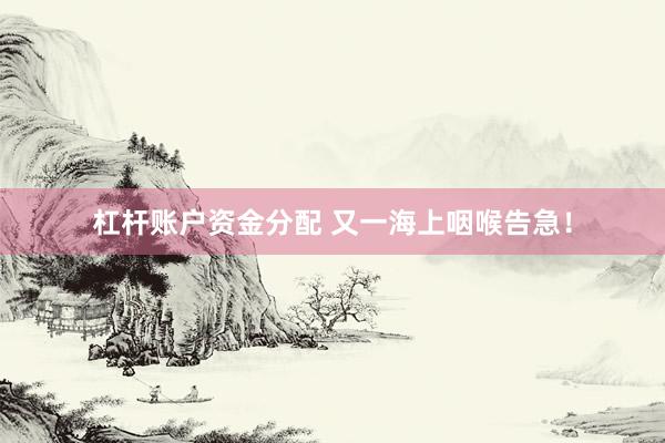 杠杆账户资金分配 又一海上咽喉告急！