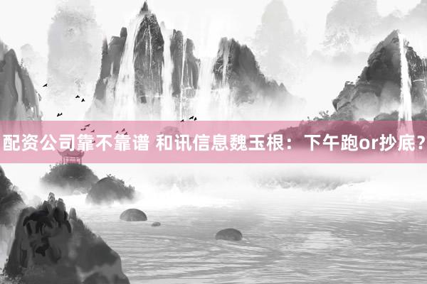 配资公司靠不靠谱 和讯信息魏玉根：下午跑or抄底？