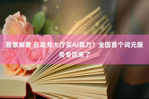 股票解套 在政务大厅买AI算力？全国首个词元服务专区来了